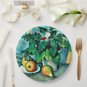 Prato De Papel Cezanne - Pote de Primroses e Frutas