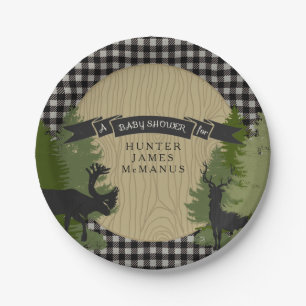 Prato De Papel Chá Black Lumberjack Forest Woodland Baby Boy