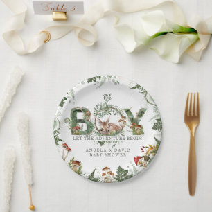 Prato De Papel Chá da Adventure Woodland Mushroom Fern Baby Boy