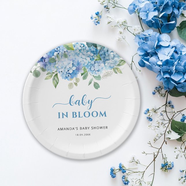 Prato De Papel Chá de Bebê Blue Hydrangea Baby em Flor (Criador carregado)