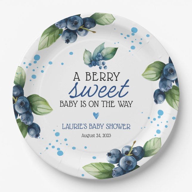 Prato De Papel Chá de Bebê Blueberry Doce Fruta (Frente)