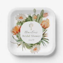 Prato De Papel Chá de Bebê Boho Cactus