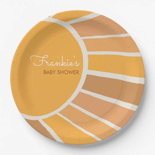 Prato De Papel Chá de Bebê Boho Pequeno raio de Sol (Frente)