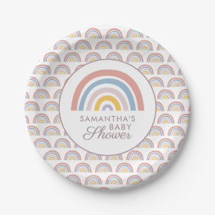 Prato De Papel Chá de Bebê Boho Rainbow Chic