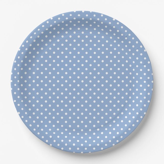 Prato De Papel Chá de Bebê Bolinha Azul (Frente)