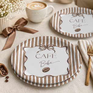 Prato De Papel Chá de Bebê Café Bebe Brown Bow