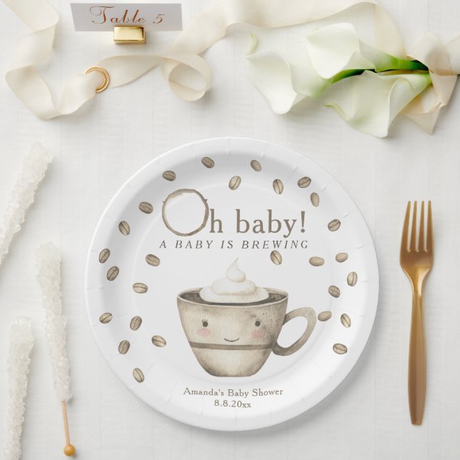 Prato De Papel Chá de Bebê Café Um bebê está sendo preparado Chá  (Casamento)