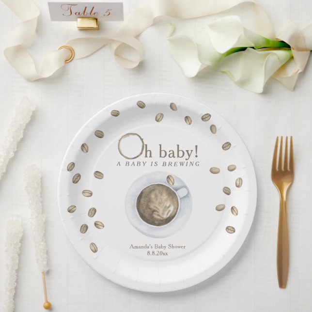 Prato De Papel Chá de bebê Café Um bebê está sendo preparado Chá  (Casamento)