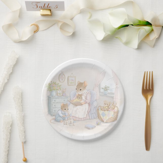 Prato De Papel Chá de Bebê Caprichoso com Ratos (Casamento)