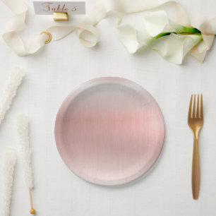Prato De Papel Chá de Bebê Casamento Metálico Rosa