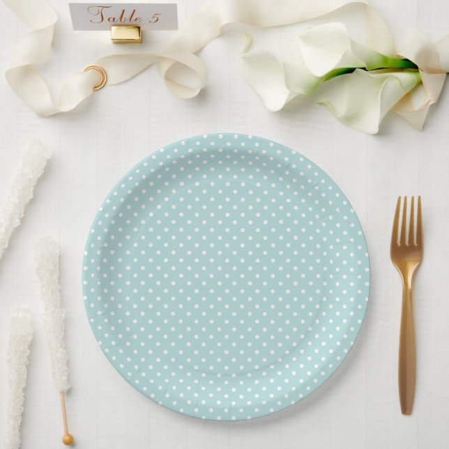 Prato De Papel Chá de Bebê com Bolinhas Verde Pastel (Casamento)