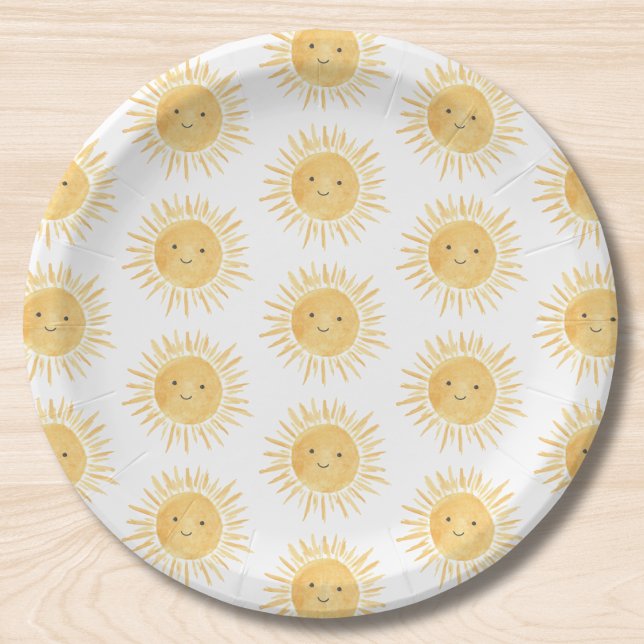 Prato De Papel Chá de Bebê com Tema de Sol (Criador carregado)