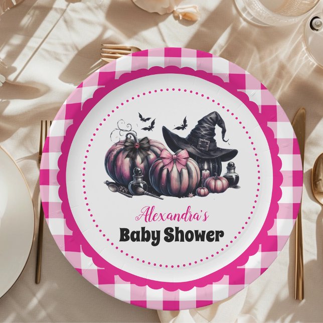 Prato De Papel Chá de Bebê Cor-de-Rosa de Halloween (Criador carregado)