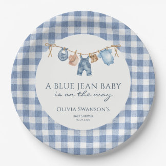 Prato De Papel Chá de Bebê Cowboy com Blue Jean