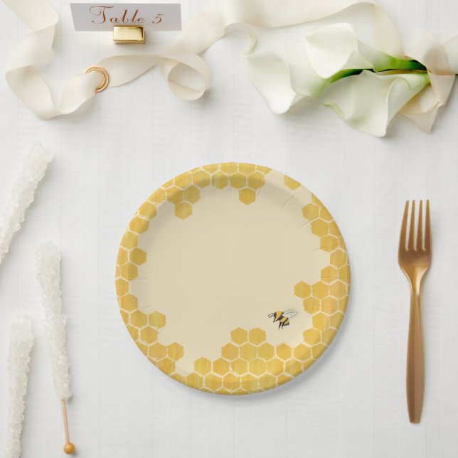 Prato De Papel Chá de Bebê da Abelha Melífera (Casamento)