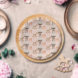 Prato De Papel Chá de Bebê da Menina Tini One Pink Espresso Marti