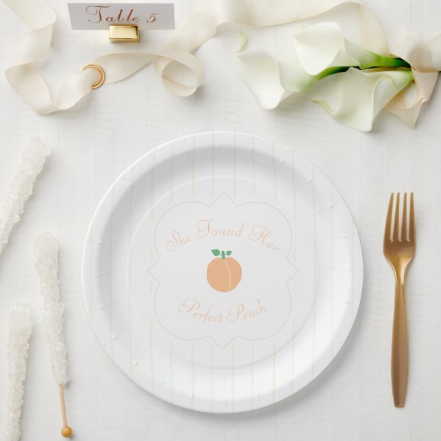 Prato De Papel Chá de Bebê da Noiva Pêssego Perfeito (Casamento)