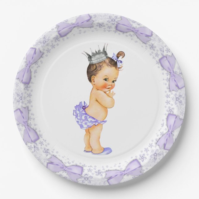Prato De Papel Chá de Bebê da Princesa Roxa (Frente)