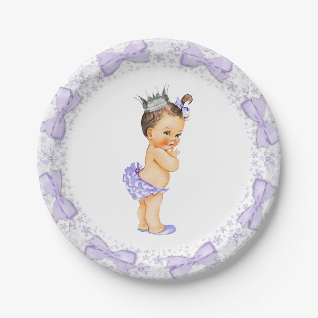 Prato De Papel Chá de Bebê da Princesa Roxa (Frente)