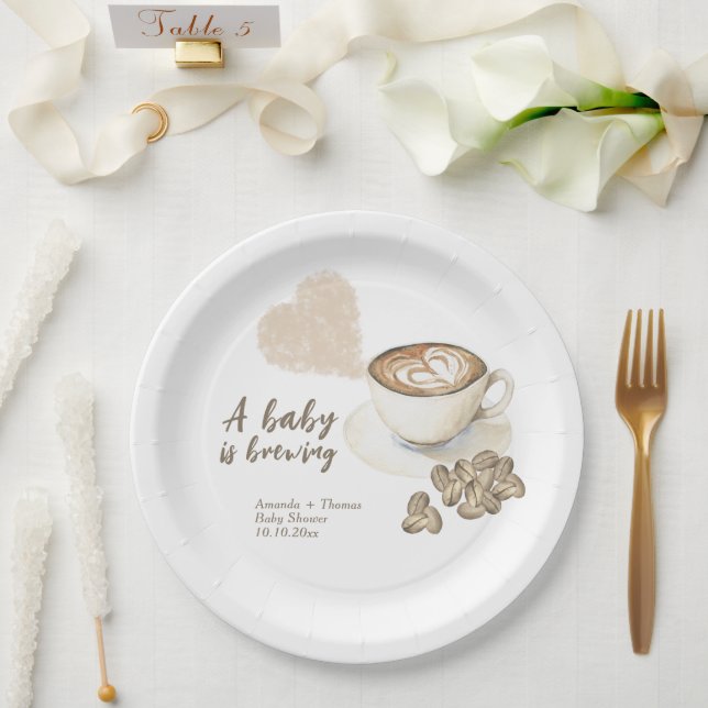 Prato De Papel Chá de bebê de café sendo preparado (Casamento)