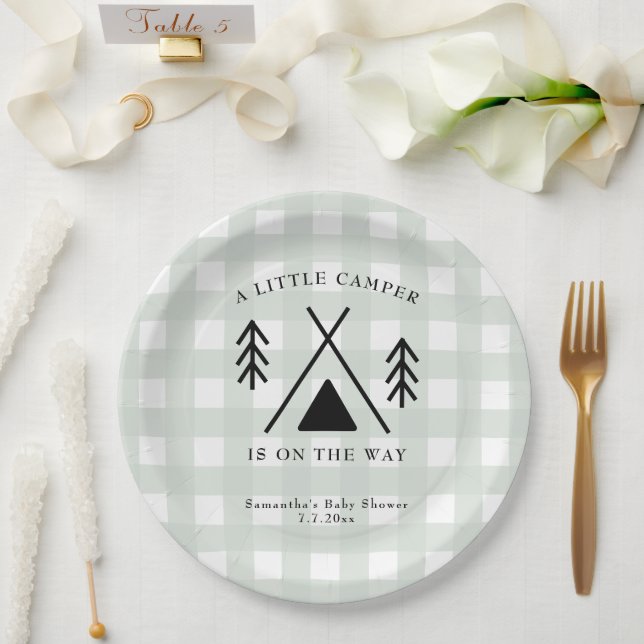Prato De Papel Chá de bebê de camping (Casamento)