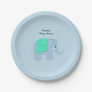 Prato De Papel Chá de Bebê de Elefante Indiano Azul