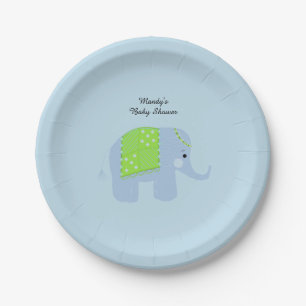 Prato De Papel Chá de Bebê de Elefante Indiano Azul