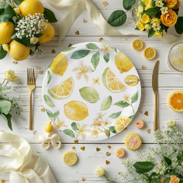 Prato De Papel Chá de Bebê de Fruta Amarela Elegante