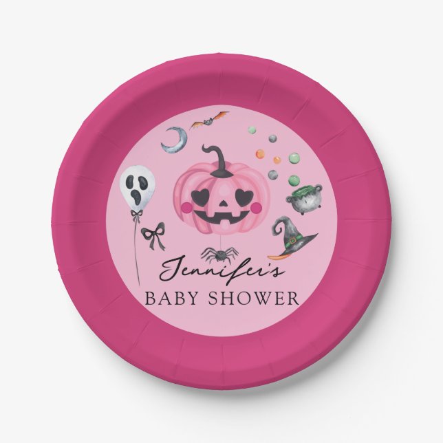 Prato De Papel Chá de Bebê de Halloween  (Frente)