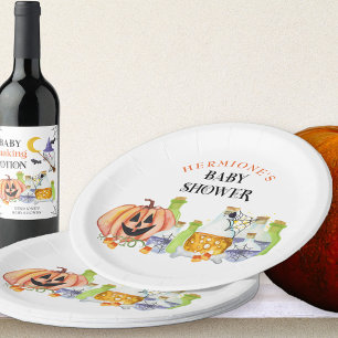 Prato De Papel Chá de Bebê de Halloween Abóbora e Poções