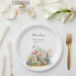 Prato De Papel Chá de Bebê de Jardim Encantado