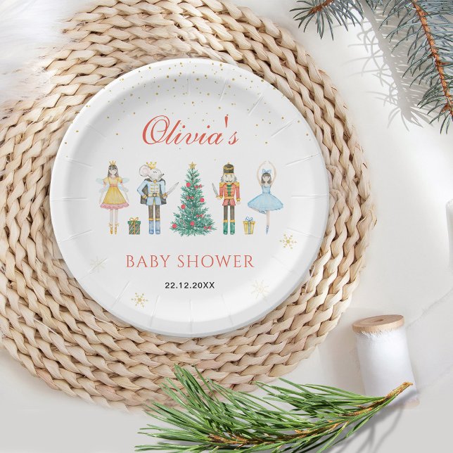 Prato De Papel Chá de Bebê de Natal do Quebra-Nozes (Criador carregado)