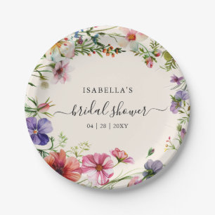 Prato De Papel Chá de Bebê de Noiva com Aquarela Floral de Flores
