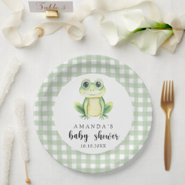 Prato De Papel Chá de Bebê de Rã em Aquarela