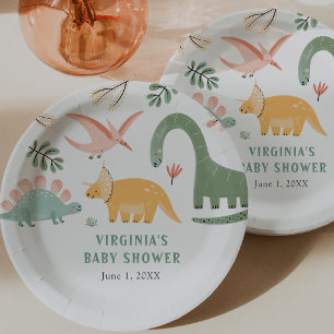 Prato De Papel Chá de Bebê Dinossauro