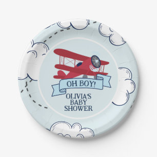 Prato De Papel Chá de Bebê do Avião Vermelho