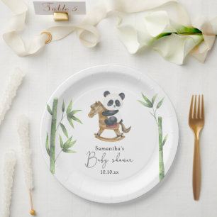 Prato De Papel Chá de bebê do Bambu e do Urso Panda
