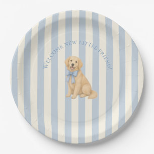 Prato De Papel Chá de Bebê do Retriever Dourado Azul