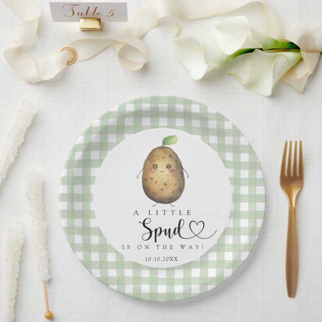 Prato De Papel Chá de Bebê do Spud Cartoon (Casamento)