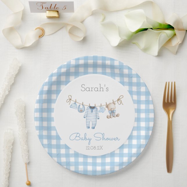 Prato De Papel Chá de Bebê do Ursinho Menino (Casamento)