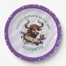 Chá de Bebê do Zodíaco Touro Lavanda e Verde