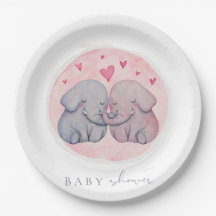 Chá de Bebê Elefante de Bebe em Aquarela Fofa
