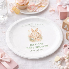 Prato De Papel Chá de Bebê Elegante Coelhinho Neutro