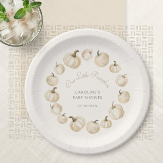 Prato De Papel Chá de Bebê Elegante de Abóbora Outono