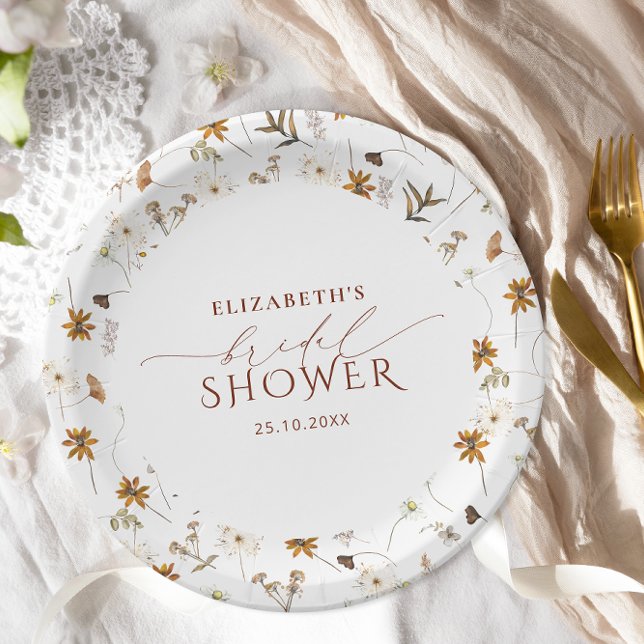 Prato De Papel Chá de Bebê Elegante de Flores Selvagens de Outono (Criador carregado)