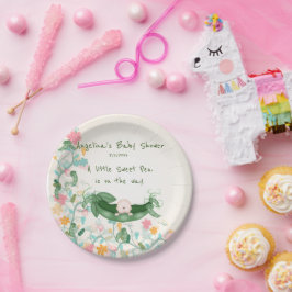 Prato De Papel Chá de Bebê Ervilha Doce, Vagem, Flores