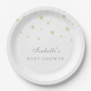 Prato De Papel Chá de Bebê Estrelas Elegantes