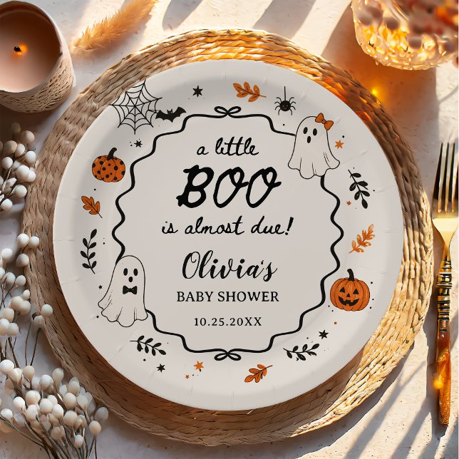 Prato De Papel Chá de Bebê Fantasma de Halloween Little Boo (Criador carregado)