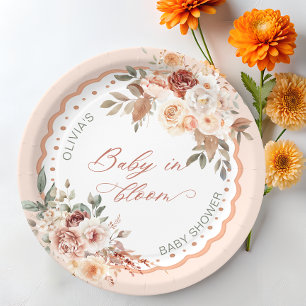 Prato De Papel Chá de Bebê Floral Boho Baby in Bloom