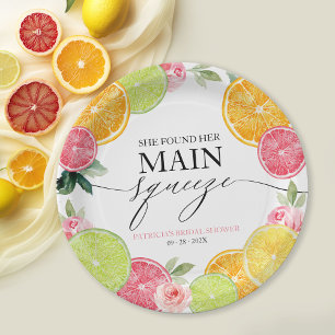 Prato De Papel Chá de Bebê Floral Cítrico Squeeze Principal